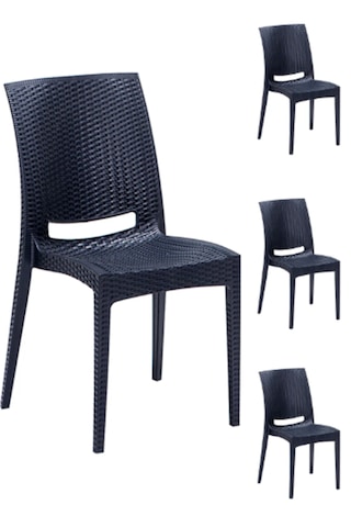 4 Kişilik 70x120 Cm Rattan Masa Takımı Camlı