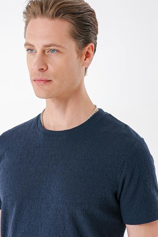 Efor Slim Fit Bisiklet Yaka Sıva Dokuma Pamuklu Lacivert Tişört Ts 882 Lacivert