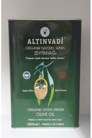Altın Vadi Organik Naturel Sızma Soğuk Sıkım Zeytinyağı Teneke 3 L