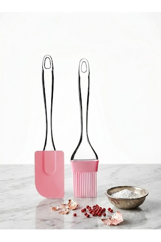Silikon Yumurta Fırçası Ve Spatula Damla Saplı Silikon Hamur Spatula Yağ Fırçası Mor Spatula Fırça