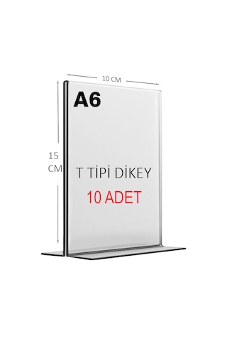 Heroglas 10adet A6 T Tipi Dikey Masa Üstü Şeffaf Pleksi / Föylük-fiyatlık-menü-broşürlük