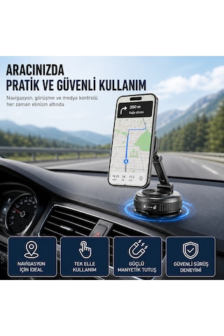 Vakumlu Manyetik Araç Telefon Tutucu 360 Dönebilen Katlanabilir Torpido Üstü Telefon Standı Güçlü Mıknatıslı Sabitleme Diğer