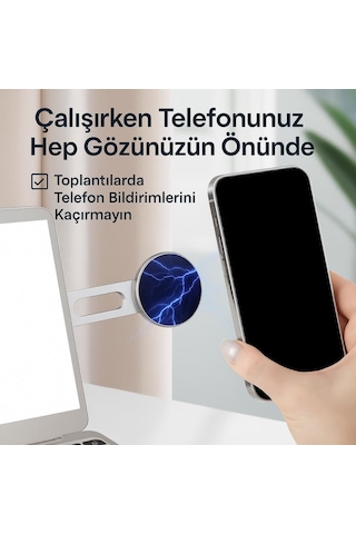 Coofbe Yapışkanlı Magsafe Uyumlu Laptop Telefon Tutucu Araç Ekran Arkası Telefon Tutucu Monitör Tutucu Siyah