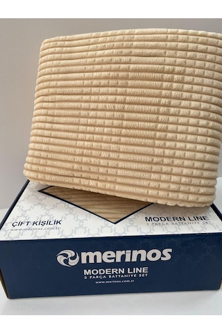 Merinos Modern Line 2 Parça Battaniye Seti - Bej