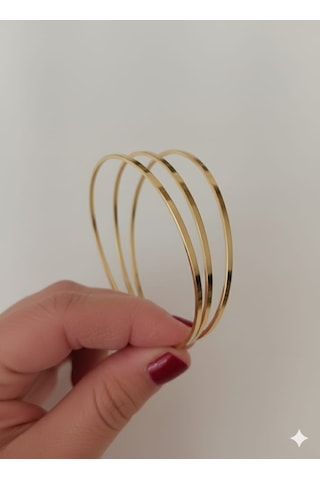 Akfecan Çelik 316l Üçlü Ajda Bilezik 65mm Altın