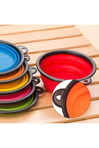 Katlanabilir Silikon Köpek Mama ve Su Kabı 350 ML Çok Renkli