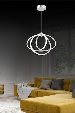 Elips 3lü Krom Kumandalı Ve Dimerli Beyaz, Sarı, Gün Işığı Ledli Plafonyer Avize Sb-ld-602 Krom