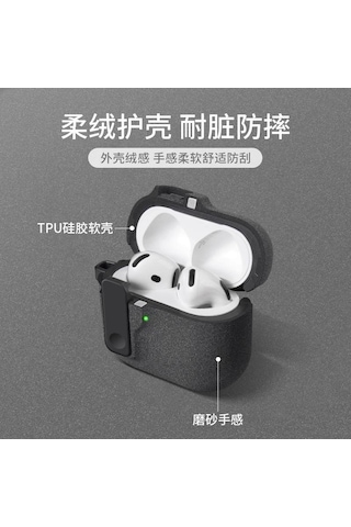 Apple Uyumlu AirPods 4. Nesil İle Kılıf Standlı Kilitli Tpu Premium Matte Trip Case Koyu Gri