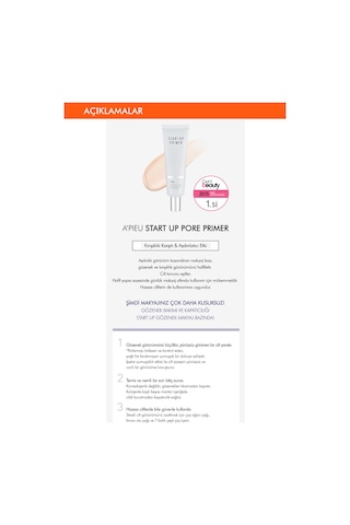 Missha A'PIEU Start Up Pore Primer Cilt Yüzeyindeki Kusurları Flulaştıran Primer Makyaj Bazı 30 ML