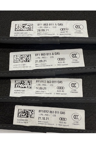 Audi A3 8y Uyumlu 2020-2025 Halı Paspas Takımı 8y1863011aqa