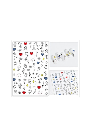 Sanatsal Yüz Ve Çizgiler Tırnak Sticker Tırnak Etiketi Nail Art Jo-897