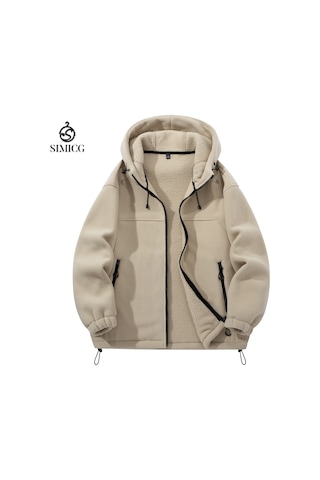 Avrupa Beden Erkek Sonbahar/kış Polar Kapüşonlu Ceket Haki