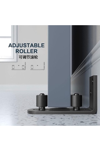 Vkemall Eısen-zb02l Tipi Depo Kapısı Kayar Koruması - Tırmanmaz, Dairesiz, Çift Tekerlekli Toprağa İlişkin Metal Aksesuarlar Siyah