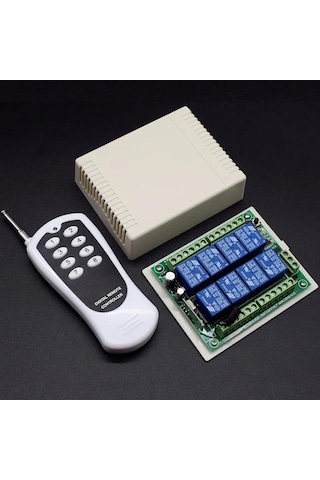 8ch Alıcı Anahtarı Röle Modülü Dc 12v 24v 433mhz Denetleyici Ve 8 Kanal Uzaktan Kumanda Verici
