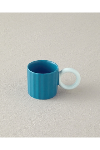 English Home Angled New Bone China 2 Parça 2 Kişilik Kahve Fincan Takımı 90 Ml Turkuaz Turkuaz