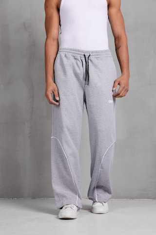 Dark Moda Erkek Oval Şeritli Baskılı Yazlık Baggy Eşofman Gri