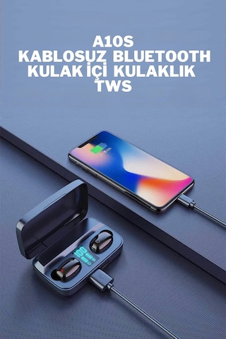 Wearfitpro A10s Kablosuz Bluetooth 5.0 Şarj Göstergesi Ekranlı Kulak İçi Kulaklık