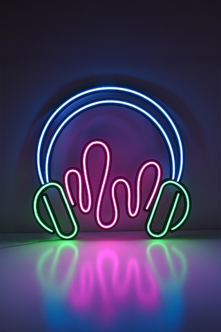 Headphone Neon Dekor Çok Renkli