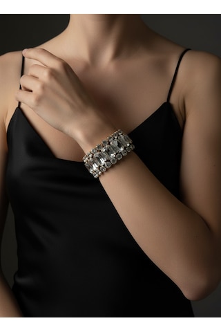 Valmont Accessories Kadın Altın Renk Beyaz Taşlı Üçlü Bileklik Seti