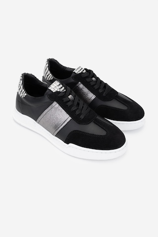 Valmenti Kadın Hakiki Deri Sneakers & Spor Ayakkabı 1115 2906 Bn Ayk Y25 Syh Suet/syh Dr/ant Kroko Siyah