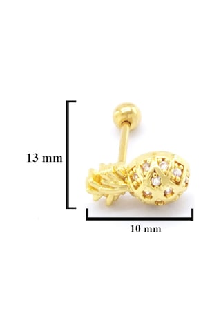 Ferizz Altın Kaplama Zirkon Taşlı Ananas Şekilli Piercing Prc-159 Altın