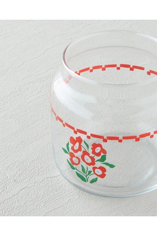 English Home Bright Parade Cam Kavanoz 500 Ml Kırmızı - Beyaz Kırmızı - Beyaz
