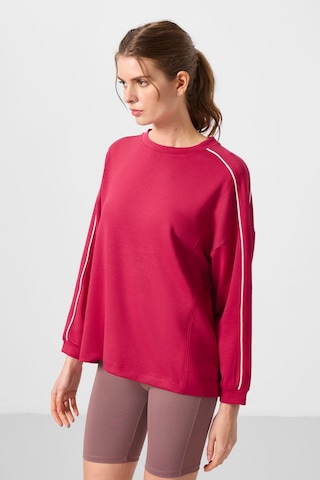 Tommylıfe Viva Kırmızı Yumuşak Dokulu O Yaka Oversize Kadın Tunik Sweatshirt - 97303