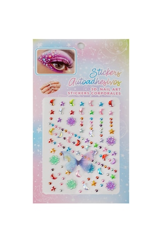 Ay Yıldız Ve Kelebek Temalı Renkli 3d Yüz & Tırnak Kristal Sticker Seti Ay Yıldız Ve Kelebek Temalı Renkli 3d Yüz & Tırnak Kristal Sticker Seti
