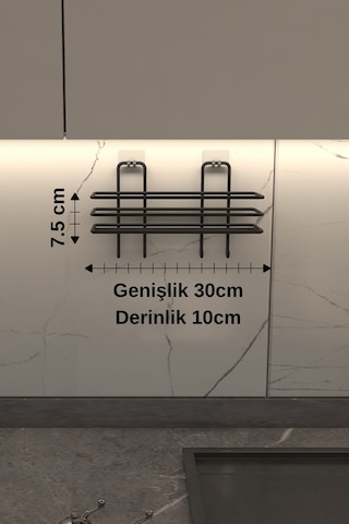 Alper Banyo Siyah Yapışkanlı 4 Kancalı Banyo Rafı Ve Havlu Askısı