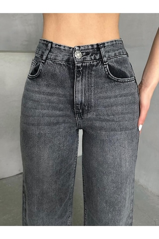 Kene Jeans Kadın Siyah Kar Yıkama Bolpaça Jeans Kot Pantolon Siyah