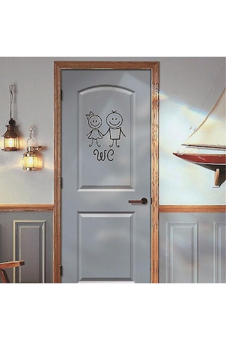 Kız & Erkek Wc Tuvalet Banyo Kapı Cam Duvar Sticker 18x13 Cm