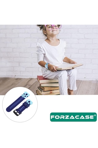Forzacase Tcl Movetime Mt42x Akıllı Çocuk Saat İle Uyumlu Çift Renk Şık Silikon Kordon Kayış - Fc891 Mavi