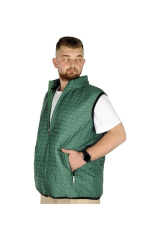 Mode Xl Büyük Beden Erkek Yelek Kapitone Yakalı 22601 Yeşil 001