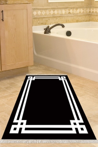 Eko Trend Djt Banyo Paspası Yıkanabilir Kaymaz Taban 1669 Modern Siyah