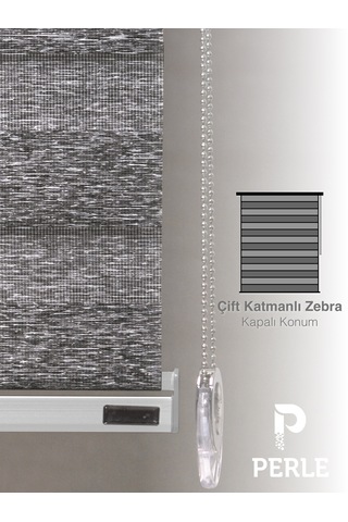 Br Perle Koyu Gri Renk Bambu Stor Zebra Perde Yüksek Kalite Alüminyum Kasa Koyu Gri
