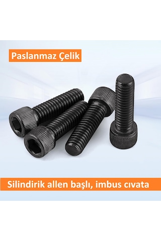 İmbus Siyah Çelik Civata Dın 912 8.8 Kalite 6x20 Mm 20 Adet
