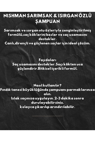 Nıshman Sarımsak Ve Isırgan Otu Özlü Şampuan 480 Ml