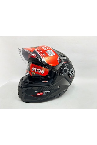 Şeffaf Güneş Vizörlü + Mt Thunder 4sv Luminence D1 Kapalı Kask Mat Siyah