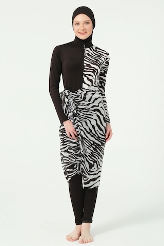 Alfasa Zebra Desenli Tulum Mayo Siyah