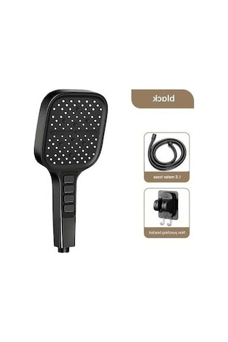 Fastbuy Challenger Siyah 7 Modlu Yüksek Basınçlı Su Tasarruflu Duş Başlığı Seti - Banyo Aksesuarları Siyah