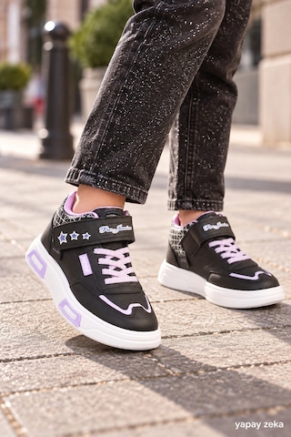 Mini Bonito Unisex Çocuk Sneaker Işıklı Tabanlı Günlük Spor Ayakkabı 26-30 Numara Arası Işıklı Lila