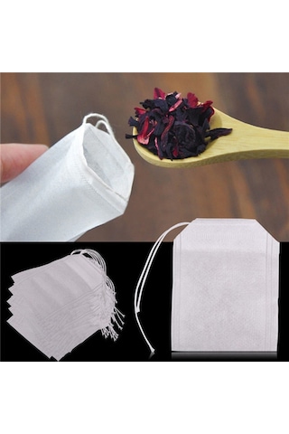İpli Sallama Çay & Filtre Kahve Poşeti 100 Adet-6 CM Oval