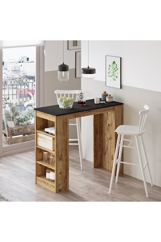 Robinhome Robin Home Thales Bar Masası Mutfak Yemek Masası Siyah-Çam
