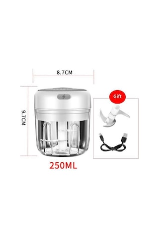 Elektrikli Gıda Crusher Mini Sarımsak Basın Sarımsak Sebze Kıyıcı Mutfak Ezilmiş Sarımsak Zencefil Ezilmiş Biber Beyaz, 250ml Ahşap - Pudra