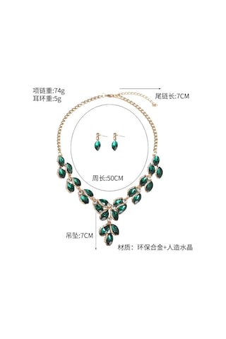 Kristal Değerli Taş Köprücük Kemiği Kısa Kolye Küpe Takı Seti Moda Kadın Aksesuarları Beyaz