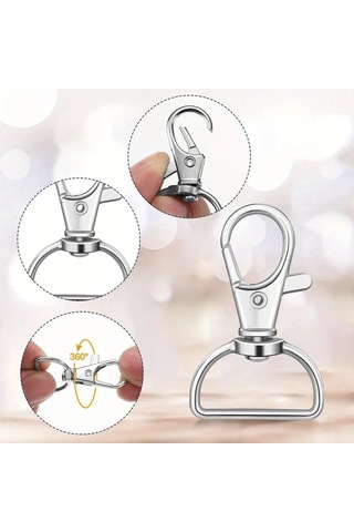 Fochsia Gümüş Renk 25mm 56 Parça D Halkası Bağlantı Paketi Çanta Yapımı Köpek Tasması Cüzdan Kayışı İçin 14 Anahtarlık 21 D Halkası 21 Çekme Halkası