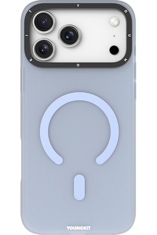 Apple Uyumlu iPhone 17 Pro Max Kılıf M-safe Şarj Özellikli Youngkit Hidden Sand Serisi Kapak Mavi Mavi