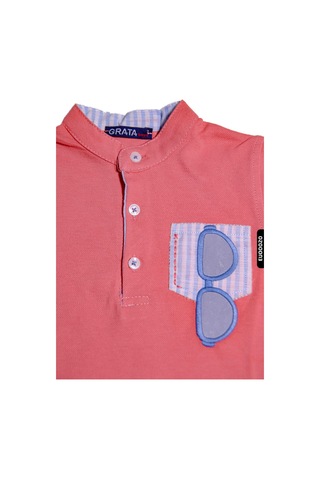 Xo Kids %100 Pamuklu Gözlük Baskılı Erkek Çocuk Düğmeli Polo Tişört 1-5 Yaş 8148 Kırmızı