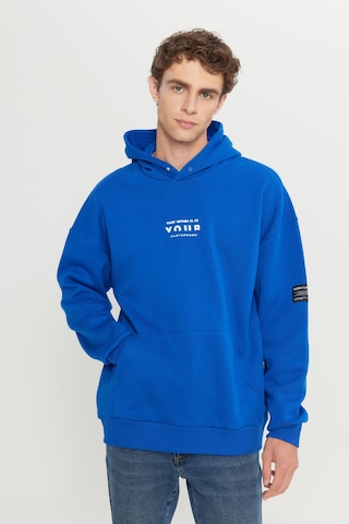 AC&Co / Altınyıldız Classics Erkek Mavı Oversize Fit Bol Kesim Kapüşonlu İçi Polarlı Pamuklu Sweatshirt Mavi