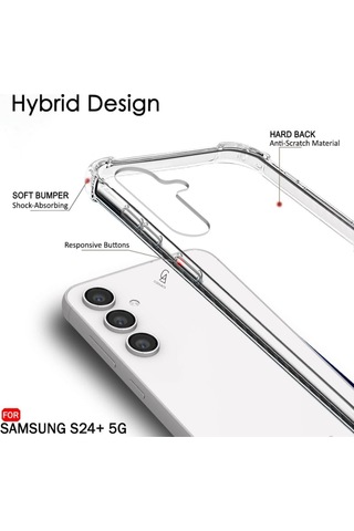 Samsung Galaxy S24 Fe Uyumlu Köşe Dolgulu Anti Shock Telefon Kılıfı Ve Kırılmaz Cam Ekran Koruyucu